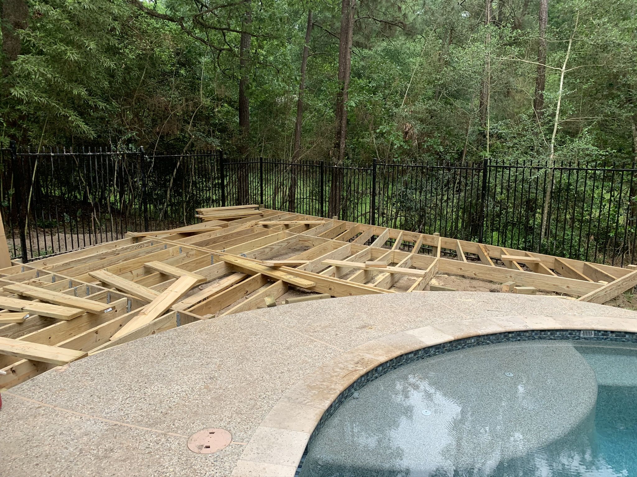Deck framing in progress