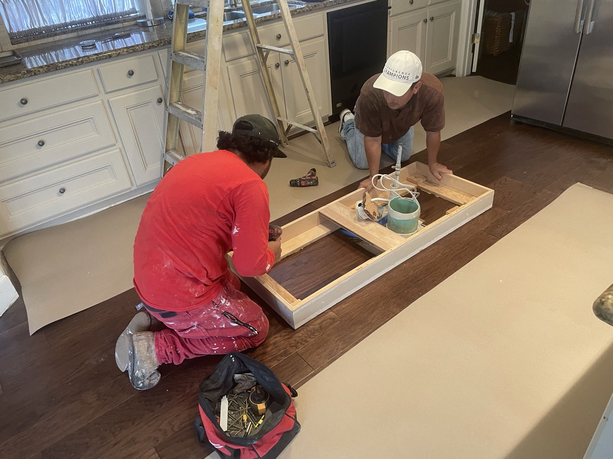 Flooring installation in progress